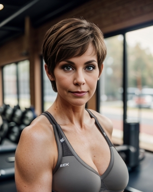 Julie in her gym.